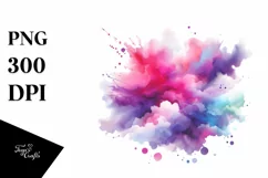 Colorful Magenta Watercolor Background with Splash Product Image 3