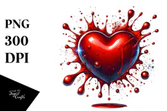 Glossy Red Heart Digital Painting PNG Product Image 1