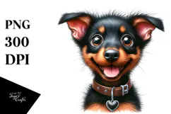 Cute Doberman Pinscher, Watercolor PNG Product Image 1