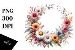 Vibrant Floral Frame with Daisies, Transparent PNG Product Image 1