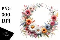 Vibrant Floral Frame with Daisies, Transparent PNG Product Image 3