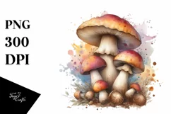 Mushroom Watercolor Splash, PNG Product Image 1