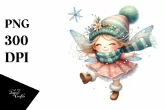 Cute Fairy with Snowflakes, PNG Product Image 1