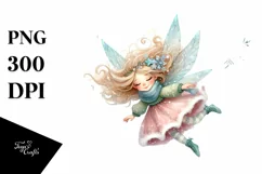 Cute Fairy with Snowflakes, PNG Product Image 3
