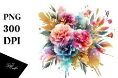 Colorful Bouquet with Gold Foil | Clipart Product Image 1