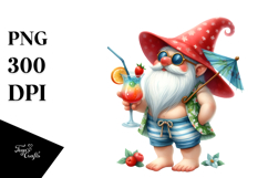 Cute Gnome Drinking Cocktail, PNG Product Image 1