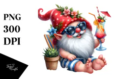 Whimsical Gnome Beach Cocktail PNG Product Image 1