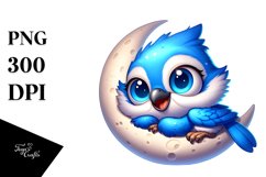 Baby Blue Jay Moon Nap | Clipart Product Image 3