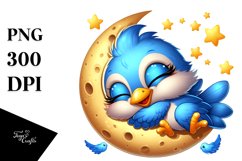 Colorful Baby Blue Jay Nap Clipart Product Image 1