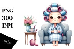 Old Lady Sitting on Couch | Sublimation Clipart Product Image 1