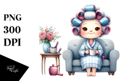 Old Lady Sitting on Couch | Sublimation Clipart Product Image 1