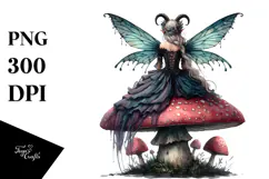 Gothic Fairy on Mushroom PNG Product Image 1