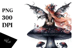 Gothic Fairy on Mushroom PNG Product Image 1