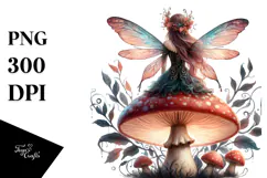 Gothic Fairy on Mushroom PNG Product Image 1