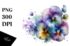 Pansy Watercolor Splash PNG Product Image 1