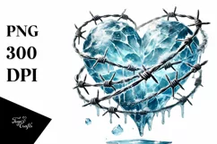 Watercolor Icy Stained Heart PNG Product Image 1