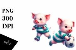 Cute Baby Pig Playing Rugby on Moon Product Image 3