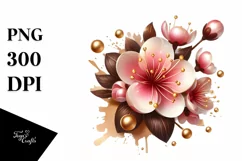 Glossy Cherry Blossom Watercolor Clipart Product Image 1