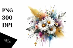 Vibrant Bouquet with Gold Foil | Clipart Product Image 3