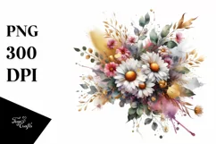 Vibrant Bouquet with Gold Foil | Clipart Product Image 1