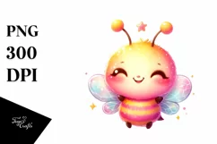 Colorful Baby Bee with Star PNG Product Image 1