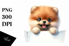 Enthusiastic Funny Baby Pomeranian Watercolor | Clipart Product Image 1