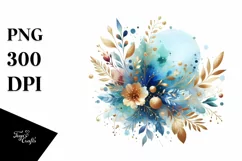 Colorful Blue Watercolor Foil Splash Clipart Product Image 1