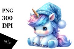 Cute Baby Unicorn with Blue Hat | Clipart Product Image 1