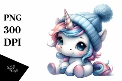 Cute Baby Unicorn with Blue Hat | Clipart Product Image 3
