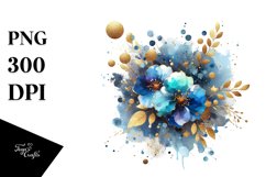 Colorful Blueis Watercolor Splash with Golden Foil | Product Image 1