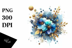 Colorful Blueis Watercolor Splash with Golden Foil | Product Image 3