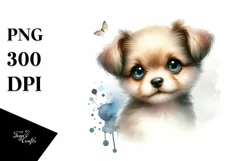 Watercolor Dog with Big Eyes PNG Product Image 1