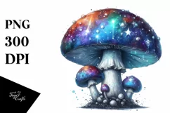 Shiny Mushroom Watercolor Splash, PNG Product Image 3