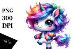 Cute Unicorn Dancing with Cool Haircut PNG Product Image 1