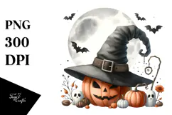 Watercolor Halloween Hat PNG Product Image 1