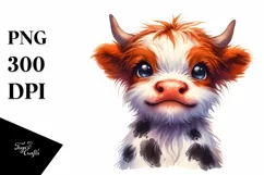 Funny Baby Expressive Highland Cow PNG Product Image 3