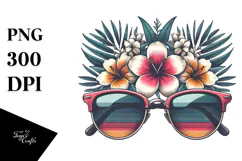 Vintage Tropical Flower Sunglasses PNG Product Image 1