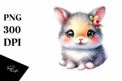Colorful Watercolor Small Bunny | Sublimation | Clipart Product Image 1