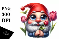 Gnome with Tulip and Rose, Transparent PNG Product Image 3