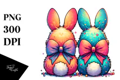 Colorful Stylized Bunnies PNG Product Image 1