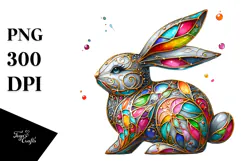Colorful Bunny Wood PNG Product Image 1