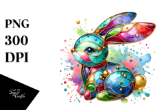 Colorful Bunny Wood PNG Product Image 1