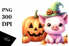 Cute Baby Pig Halloween Scene | Sublimation Clipart Product Image 3