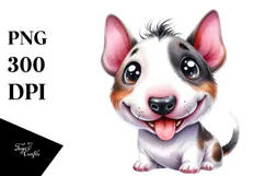 Cute Bull Terrier Cartoon PNG Product Image 1