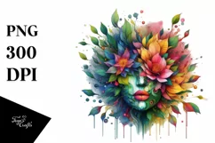 Abstract Vibrant Watercolor Bear with Plant Leaves and 3D Product Image 1