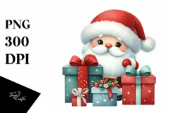 Whimsical Santa with Presents, Transparent PNG Product Image 1
