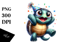 Party Hat Dancing Turtle PNG Product Image 1