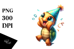 Party Hat Dancing Turtle PNG Product Image 1