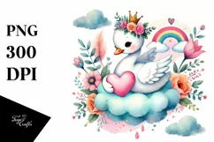 Colorful Swan Holding Heart PNG Product Image 1
