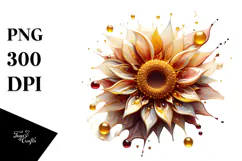 Abstract Golden Sunflower PNG Product Image 1